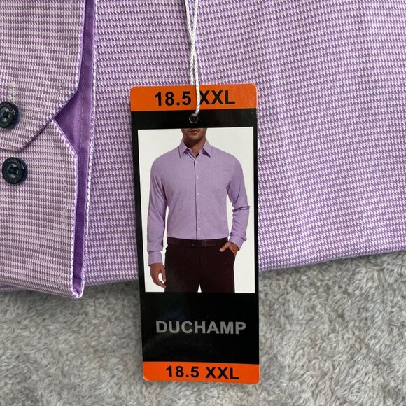 NEW Duchamp London Men's 18.5/ XXL Slim Fit Dress Shirt Stretch Cotton Purple - Picture 3 of 6